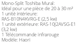 Climatiseur Mural Haori 2,5 kWatts