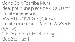 Climatiseur Mural Haori 4,6 kWatts