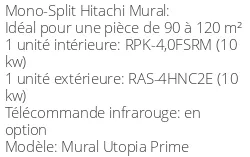 Climatiseur Mural Utopia Prime 10 kWatts Triphasé R410