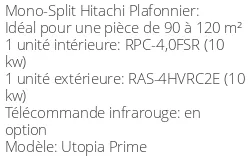 Climatiseur Plafonnier Utopia Prime 10 kWatts Monophasé