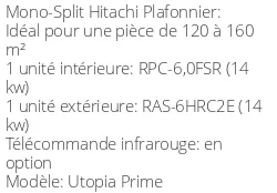 Climatiseur Plafonnier Utopia Prime 14 kWatts Triphasé