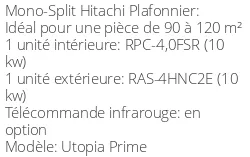 Climatiseur Plafonnier Utopia Prime 10 kWatts Triphasé R410