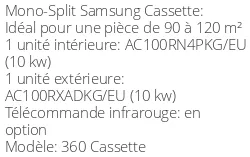 Climatiseur Cassette 360 10 kWatts Monophasé
