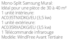 Climatiseur Mural WindFree Avant Tertiaire 3 kWatts