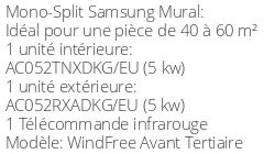Climatiseur Mural WindFree Avant Tertiaire 5 kWatts