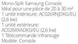 Climatiseur Console 2,6 kWatts