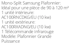 Climatiseur Plafonnier Grande Puissance 12/10 kWatts Triphasé