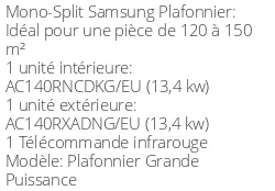Climatiseur Plafonnier Grande Puissance 13,4 kWatts Triphasé