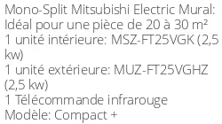 Climatiseur Mural Compact + 2,5 kWatts