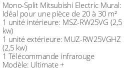 Climatiseur Mural Ultimate + 2,5 kWatts