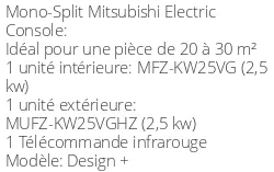 Climatiseur Console Design + 2,5 kWatts