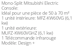Climatiseur Console Design + 6,1 kWatts