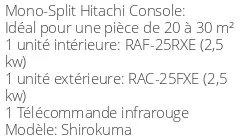 Climatiseur Console Shirokuma 2,5 kWatts