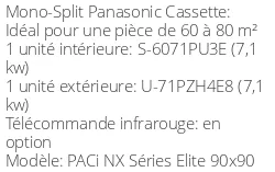 Climatiseur Cassette PACi NX Séries Elite 90x90, 7,1 kWatts Triphasé