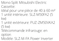 Climatiseur Cassette SLZ-M-FA Power Inverter 5 kWatts