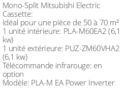 Climatiseur Cassette PLA-M EA Power Inverter 6,1 kWatts