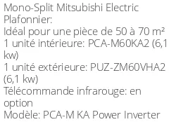 Climatiseur Plafonnier PCA-M KA Power Inverter 6,1 kWatts