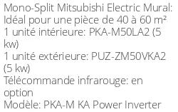 Climatiseur Mural PKA-M KA Power Inverter 4,6 kWatts