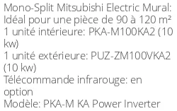 Climatiseur Mural PKA-M KA Power Inverter 9,5 kWatts Monophasé