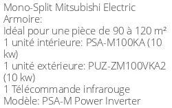 Armoire de climatisation PSA-M Power Inverter 9,5 kWatts Monophasé