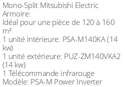 Armoire de climatisation PSA-M Power Inverter 13,4 kWatts Monophasé