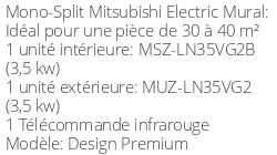 Climatiseur Mural Design Premium 3,5 kWatts Noir Onyx