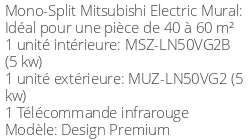 Climatiseur Mural Design Premium 5 kWatts Noir Onyx