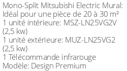 Climatiseur Mural Design Premium 2,5 kWatts Blanc Perle