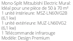 Climatiseur Mural Design Premium 6,1 kWatts Noir Onyx