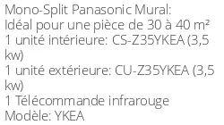 Climatiseur Mural YKEA, 3,5 kWatts