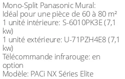 Climatiseur Mural PACi NX Séries Elite, 7,1 kWatts Triphasé