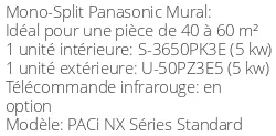 Climatiseur Mural PACi NX Séries Standard, 5 kWatts Monophasé