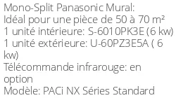 Climatiseur Mural PACi NX Séries Standard, 6,1 kWatts Monophasé