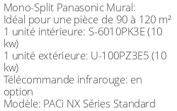 Climatiseur Mural PACi NX Séries Standard, 9 kWatts Monophasé
