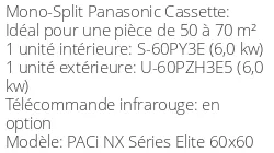Climatiseur Cassette PACi NX Séries Elite 60x60, 6 kWatts
