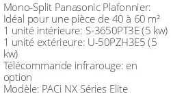 Climatiseur Plafonnier PACi NX Séries Elite, 5 kWatts Monophasé