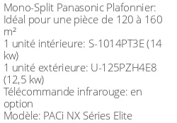 Climatiseur Plafonnier PACi NX Séries Elite, 12,1 kWatts Triphasé