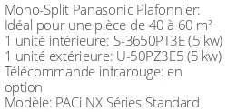 Climatiseur Plafonnier PACi NX Séries Standard, 5 kWatts Monophasé