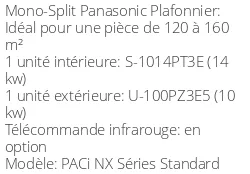 Climatiseur Plafonnier PACi NX Séries Standard, 10 kWatts Monophasé