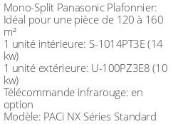 Climatiseur Plafonnier PACi NX Séries Standard, 10 kWatts Triphasé