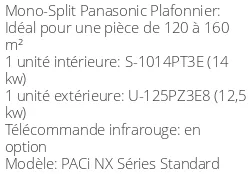 Climatiseur Plafonnier PACi NX Séries Standard, 12,5 kWatts Triphasé