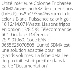 Colonne SDMX 16,12 kWatts - Airwell - Réf : 7SP101060