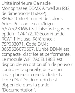 Gainable DDMX 5,57 kWatts - Airwell - Réf : 7SP033071