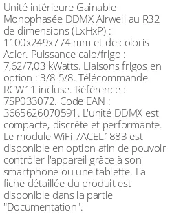Gainable DDMX 7,62 kWatts - Airwell - Réf : 7SP033072