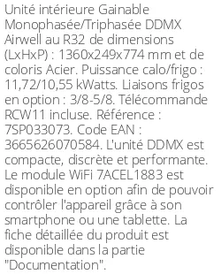 Gainable DDMX 11,72 kWatts - Airwell - Réf : 7SP033073