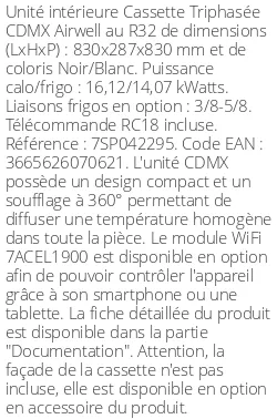 Cassette 360° CDMX 16,12 kWatts - Airwell - Réf : 7SP042295