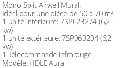 Climatiseur Mural HDLE Aura 6,2 kWatts