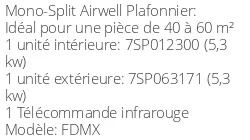 Climatiseur Plafonnier FDMX 5,28 kWatts Monophasé