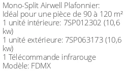 Climatiseur Plafonnier FDMX 10,55 kWatts Monophasé