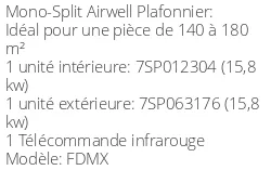 Climatiseur Plafonnier FDMX 15,83 kWatts Triphasé